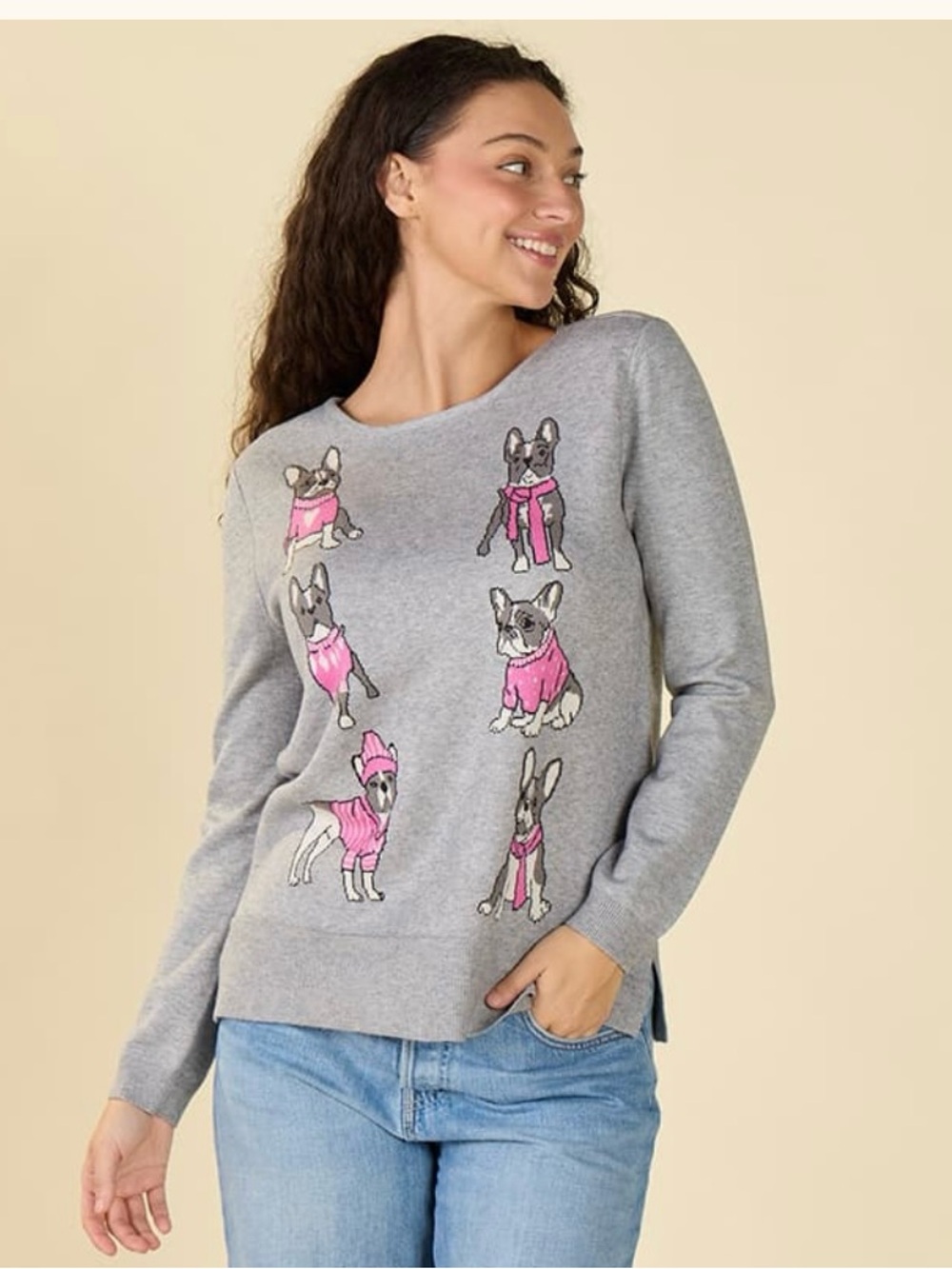 French Bulldog Gray Sweater